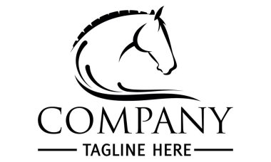 Siyah Renkli Soyut Hayvan Atı Logosu Tasarımı