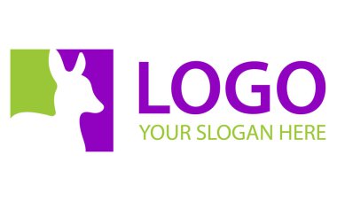 Yeşil ve Mor Renk Meydanı Negatif Hayvan Geyiği Logosu Tasarımı