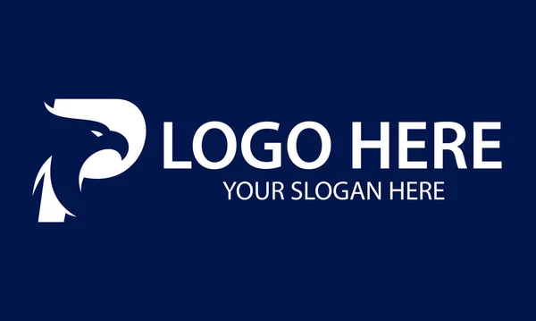 Mavi Beyaz Renkli Şahin Kartal Kuş Baş Harfleri Logo Tasarımı — Stok Vektör