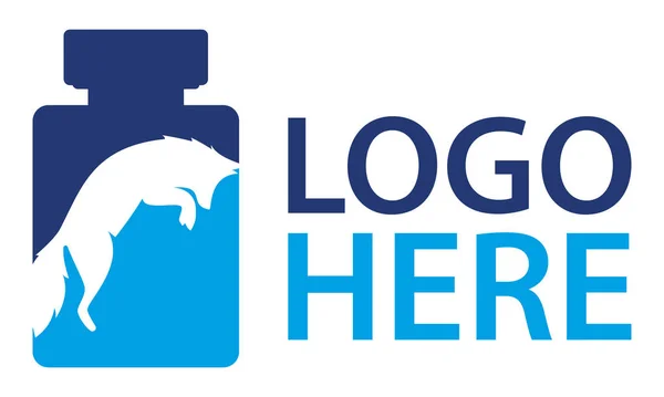 Conception Logo Tube Loup Saut Couleur Bleue — Image vectorielle