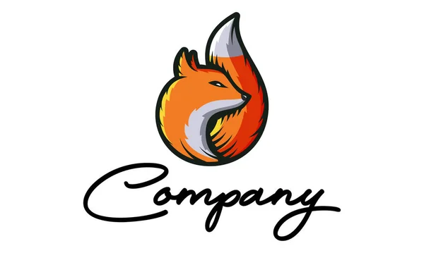 Oranje Kleur Eenvoudig Uniek Fox Cartoon Logo Design — Stockvector