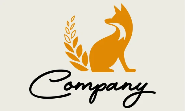 Orange Farbe Simple Fox Mit Nature Leaf Tail Logo Design — Stockvektor