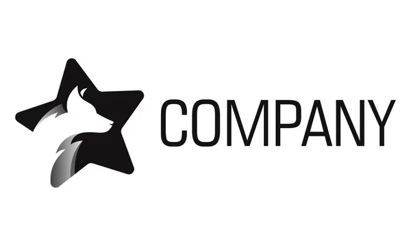 Schwarzweißer Farbstern Mit Hundekopf Logo Design — Stockvektor