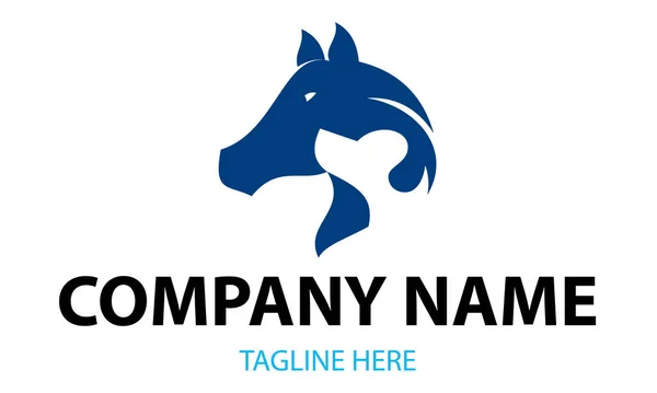 Cavalo Animal Cor Azul Com Projeto Negativo Logotipo Cão Espaço —  Vetores de Stock