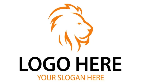 Orange Färg Enkel Linje Djur Man Lejon Logotyp Design — Stock vektor