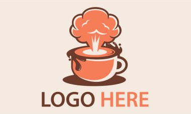 Kahverengi Kupa Kahve Fışkırtan Logo Tasarımı