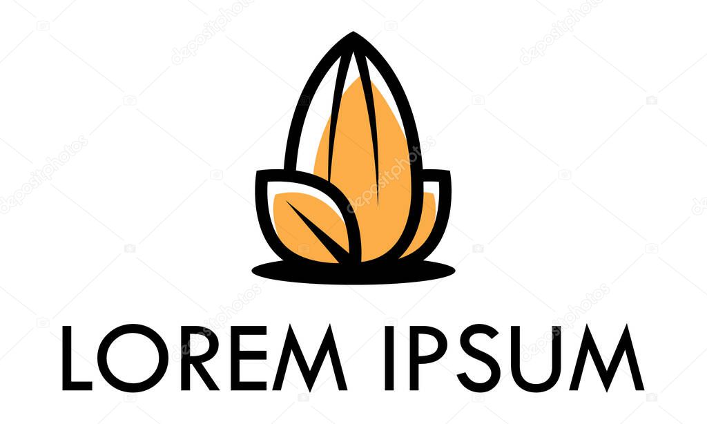 Orange Color Simple Peanut Nature Logo Design