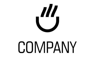 Siyah ve Beyaz Renkli Basit Çizgili Kupa Kahve veya Çay Logosu Tasarımı