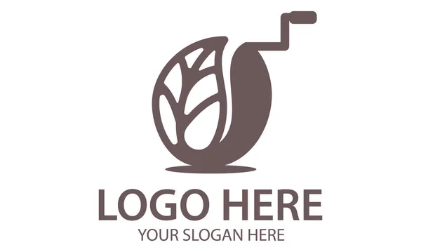 Brown Color Coffee Bean Grind Logo Design — Stock Vector