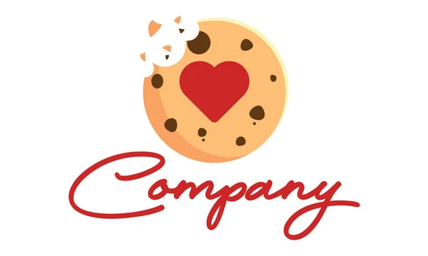 Colore Giallo Rosso Delicious Love Cookies Bite Logo Design — Vettoriale Stock
