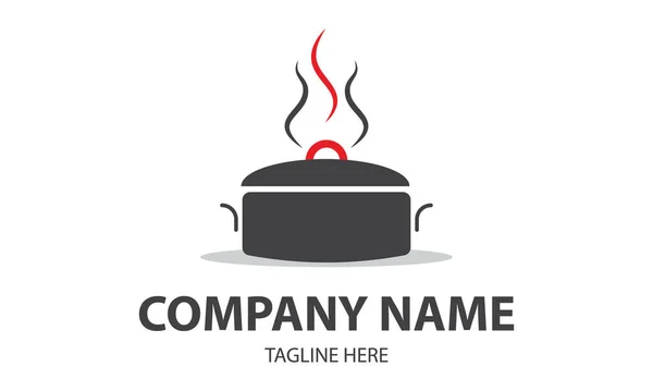 Couleur Noire Hot Pan Food Logo Design — Image vectorielle