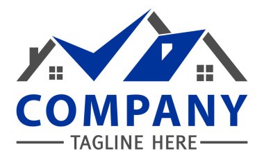 Mavi Renkli Yaratıcı Basit Modern Ev Logosu Tasarımı