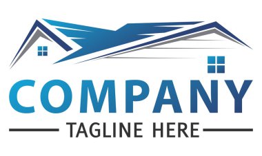 Mavi Renkli Yaratıcı Basit Modern Ev Logosu Tasarımı