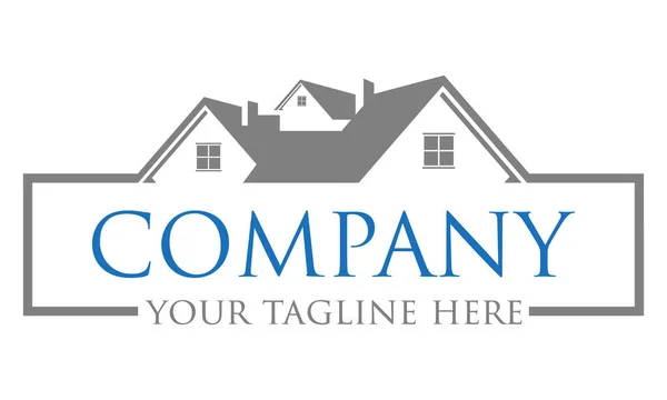 Grey Color Simple Modern House Logo Design — Vetor de Stock