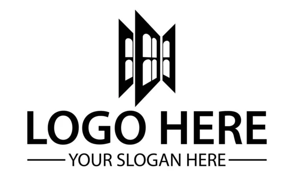 Fenster Mit Schwarzer Farbe Modern House Logo Design — Stockvektor