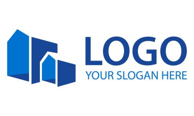 Mavi Renkli Şehir Modern İnşaat Logosu Tasarımı