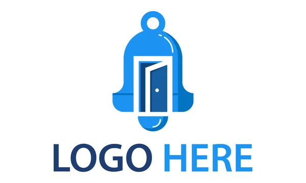 Modrá Barva Bell Dveře Moderní Dům Logo Design — Stockový vektor