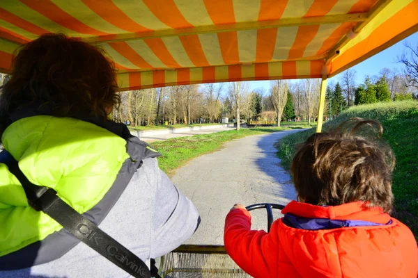 Rickshaw equitação no parque — Fotografia de Stock
