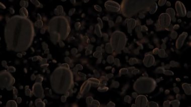 Kahve çekirdekleri kameraya doğru uçuyor.