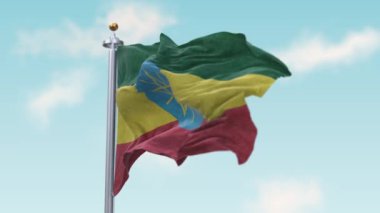 Rüzgarda ETHIOPIA bayrağı sallıyor. Bayraksız Döngü ETHIOPIA.