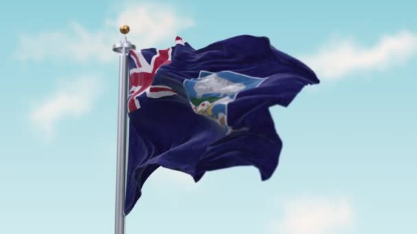Хвильовий прапор Фолклендських островів у Вітрі. Фолклендські острови без слідів. — стокове відео