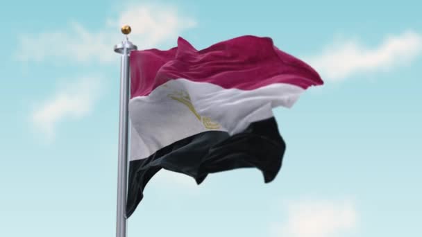 风中飘扬的埃及国旗。无缝隙环埃及. — 图库视频影像