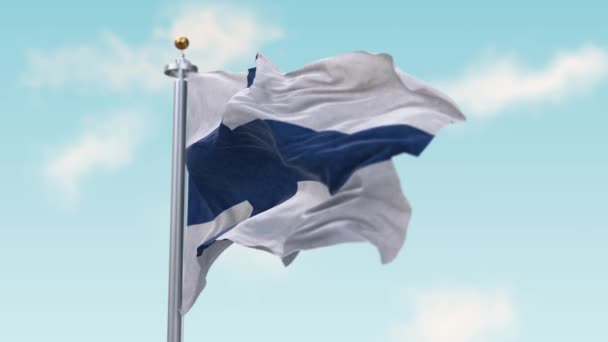 風の中でフィンランドの旗を振る。旗｜シームレスループフィンランド. — ストック動画