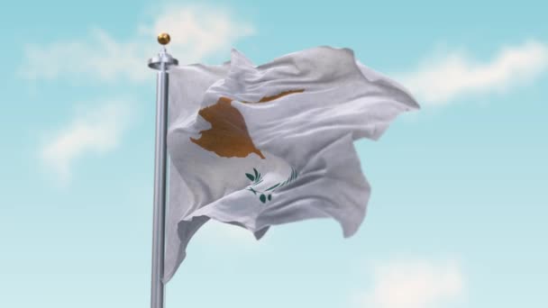 Viftar med flaggan av cyprus i vinden. Flagga Sömlös Loop cyprus. — Stockvideo