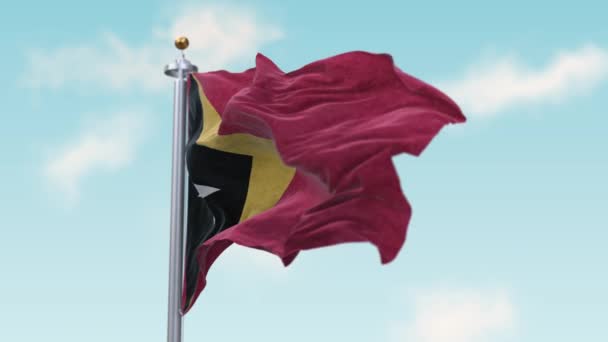 Размахивание флагом Восточного Тимора на ветру. Бесшовная петля флага Восточного Тимора. — стоковое видео
