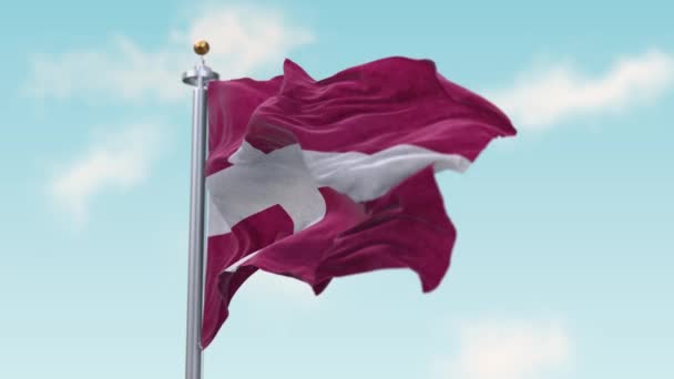 Die Flagge von Dänemark weht im Wind. Flag Seamless Loop denmark. — Stockvideo