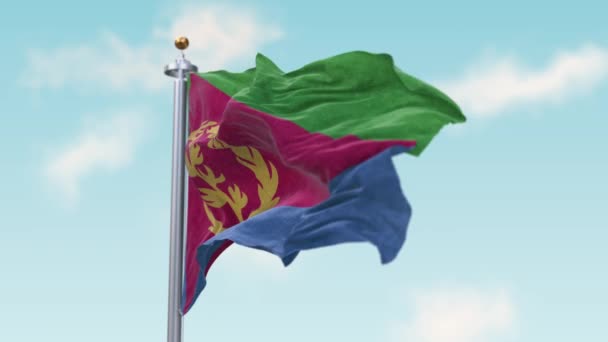 Wuivende vlag van Eritrea in Wind. Naadloze vlaggenlus Eritrea. — Stockvideo