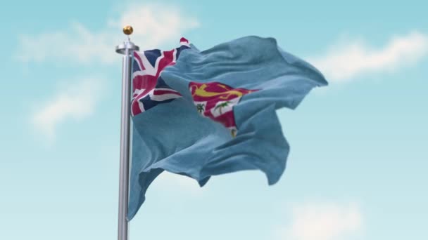 Mávání Fidži Flag ve větru. Fidži bez vlajek . — Stock video