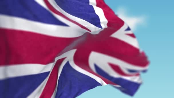 Birleşik Krallık Bayrağı 'nı Rüzgarda Dalgalamak. Birleşik Krallık Bayrağı Kusursuz Döngü. — Stok video