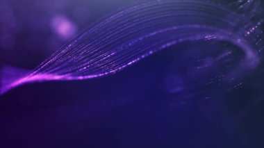  Soyut Dalgalanan Çarpık parçacık ışık dizeleri arkaplan videosu 4k. mor dijital hareket arkaplanı . 