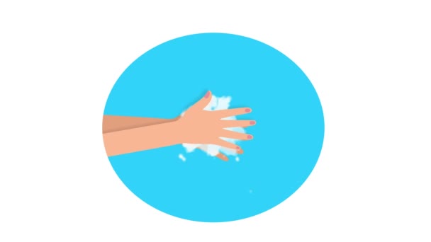 Cartoon-Animation zum Händewaschen mit Matteffekt für Alpha-Kanal COVID-19 Prävention . — Stockvideo