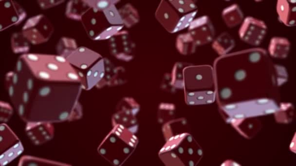 Red Casino Dices Rolando em vídeo de fundo — Vídeo de Stock