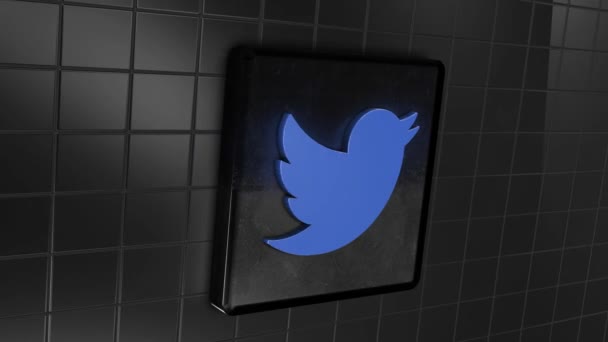 3D κινούμενο λογότυπο twitter — Αρχείο Βίντεο