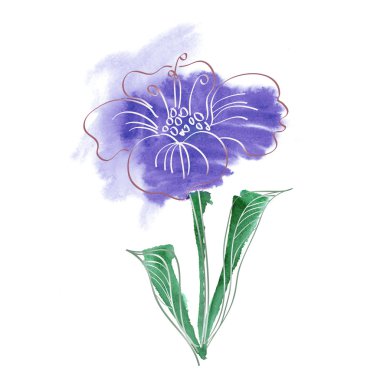 Mavi çiçek suluboya 1