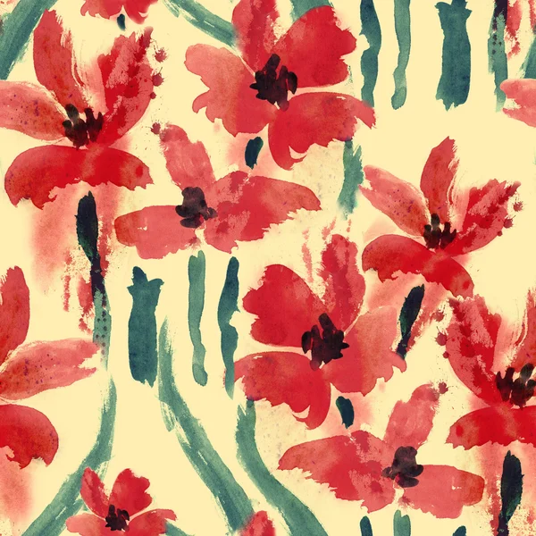 Red tulips seamless pattern