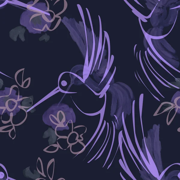 Seamless Pattern with Colibris — Stock Photo, Image