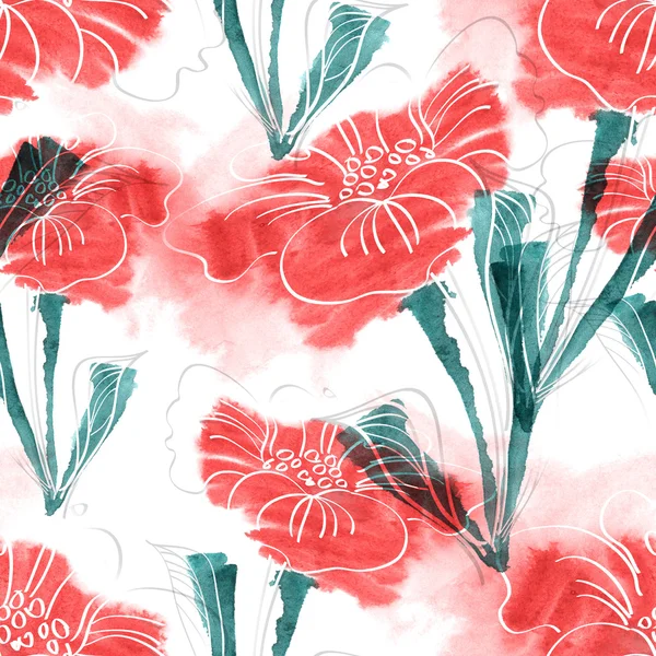 여름 꽃의 솔기없는 무늬 로열티 프리 스톡 사진