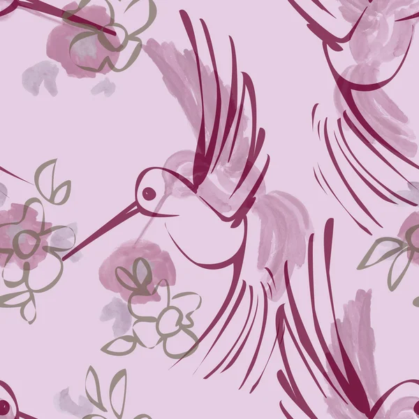 Seamless Pattern with Colibris — Stock Photo, Image