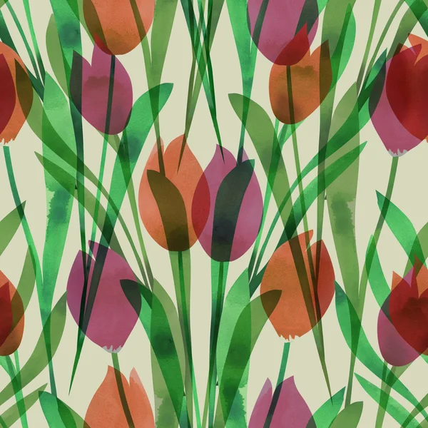 Tulipanes patrón sin costuras —  Fotos de Stock