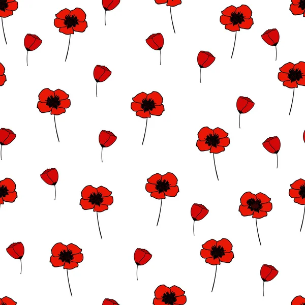 Seamless vector pattern with poppy — Stock Vector