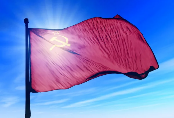 Die Flagge der Sowjetunion (1922-1991) weht im Wind — Stockfoto