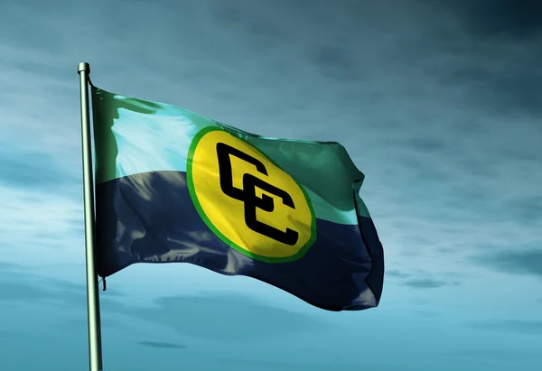 Rüzgarda sallayarak CARICOM bayrak — Stok fotoğraf