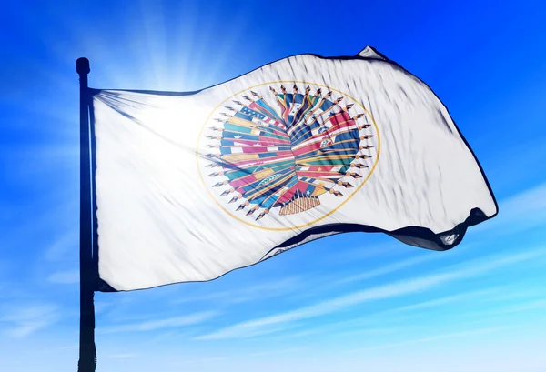 Organisationen av amerikanska stater flagga vajande på vinden Stockfoto