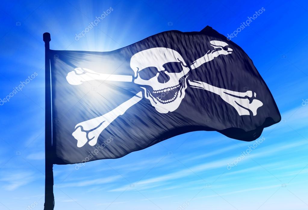 drapeau pirate tête de mort sur le vent — éditoriale stock photo pirate skull and crossbones flag
