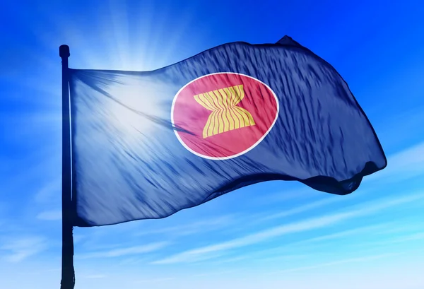 Bendera ASEAN melambai pada angin — Stok Foto