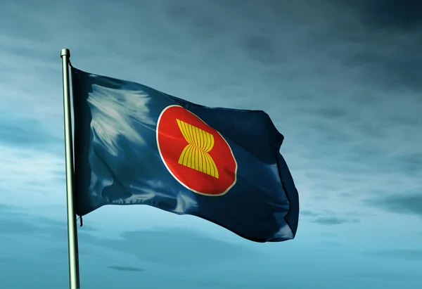 Bendera ASEAN melambai pada angin — Stok Foto